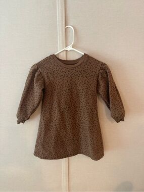 GAP Brown Floral Puff Sleeve Sweatshirt Dress